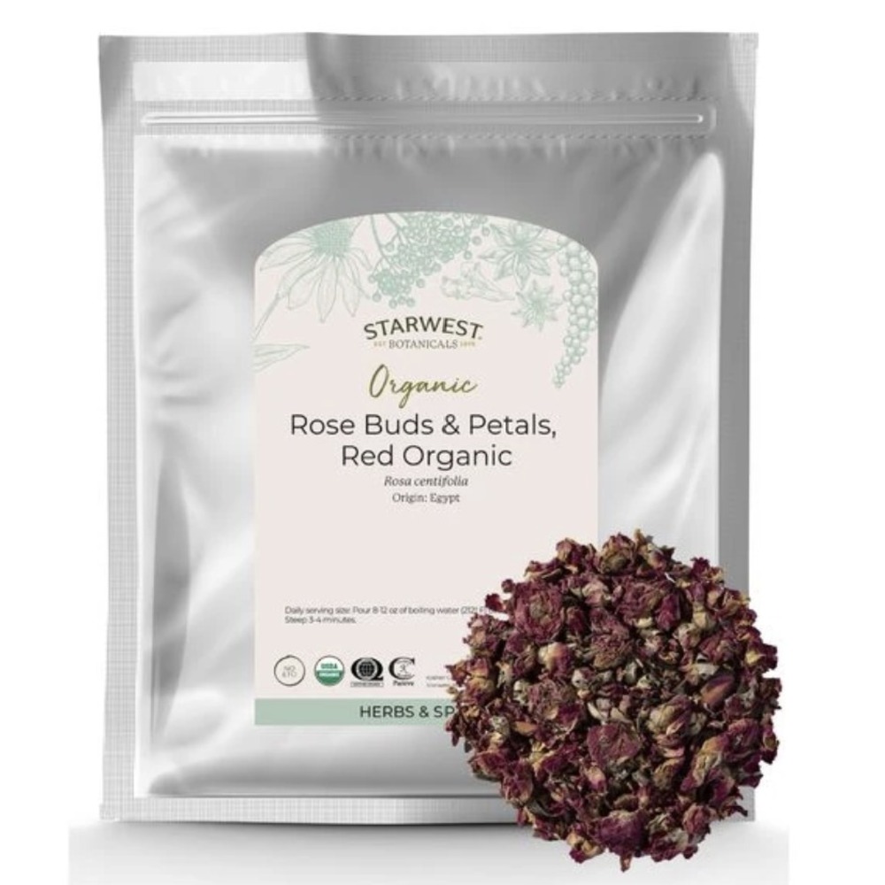 Starwest Botanicals Organic Red Rose Buds & Petals Dried 4 oz NEW